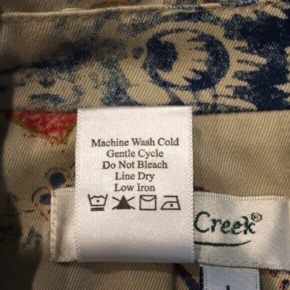 Coldwater Creek Jacket Blazer Tan Floral Cotton Button up Coat Large - Picture 5 of 5